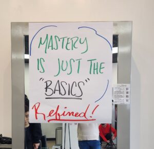 hair salon poster that says mastery is just the basics refined
